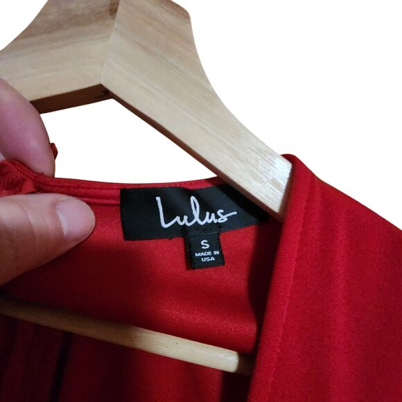 Lulus Vibrant Red Sleeveless Jumpsuit Wide leg Womens size Small - Picture 4 of 5